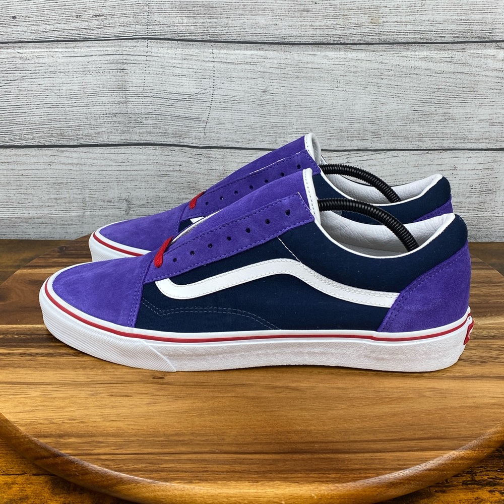 NEW Vans Old Skool Customs Color Block Purple Navy Red Shoe Mens Sneaker Size 13